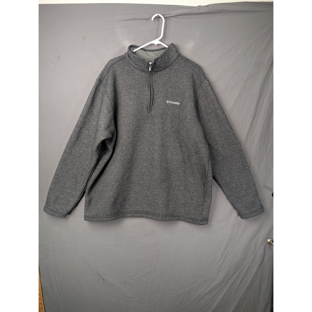 Columbia Mens XXL Gray Quarter Zip Pullover Sweater Fleece Lined 5682